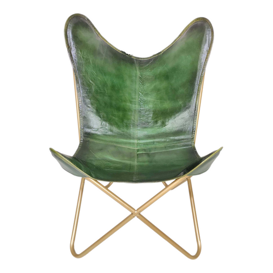 Adorn Your Living Room With Green Leather Butterfly  Chair